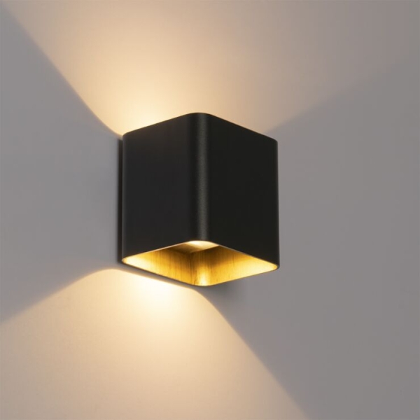 Moderne wandlamp zwart incl. Led ip54 vierkant - evi