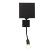 Moderne wandlamp zwart met usb en vierkante zwarte kap - zeno