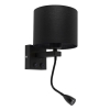 Moderne wandlamp zwart met zwarte kap - brescia