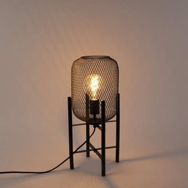 Moderne zwarte tafellamp bliss mesh 14