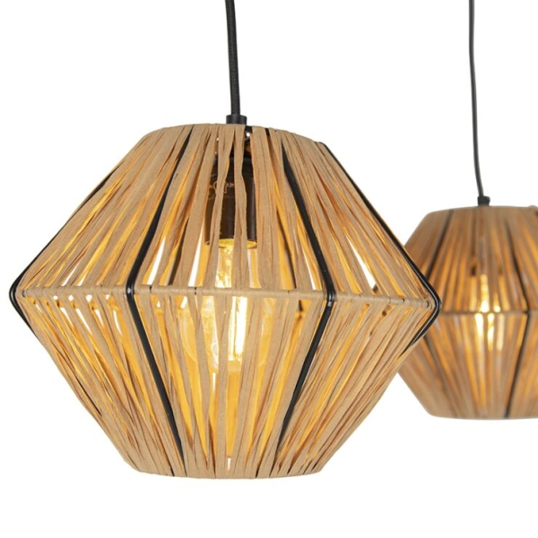 Oosterse hanglamp rotan 3-lichts - straw