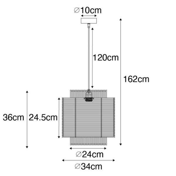 Oosterse hanglamp rotan 34 cm - maiken