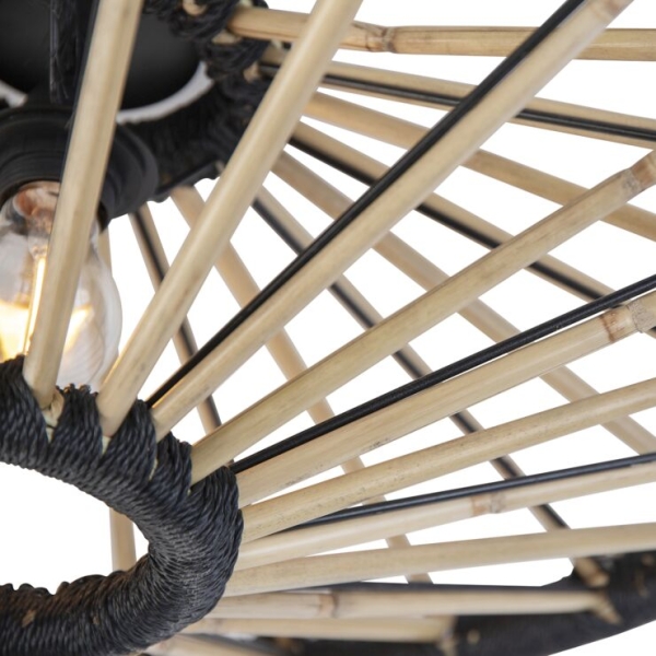 Oosterse plafondlamp bamboe met zwart 60 cm - evalin