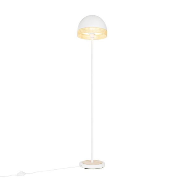 Oosterse vloerlamp wit met rotan 30 cm - magna rotan