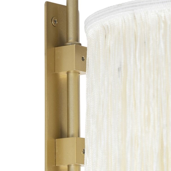 Oosterse wandlamp goud crème kap met franjes - franxa