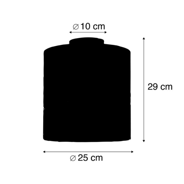 Plafondlamp mat zwart velours kap rood 25 cm - combi