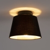 Plafondlamp met katoenen kap zwart met goud 20 cm - combi zwart