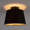 Plafondlamp met katoenen kap zwart met goud 25 cm - combi zwart