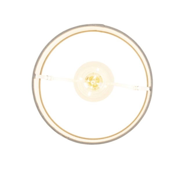 Plafondlamp met linnen kap taupe 25 cm - combi wit