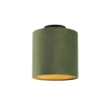 Plafondlamp met velours kap groen met goud 20 cm - Combi zwart