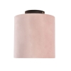Plafondlamp met velours kap oud roze met goud 20 cm - combi zwart