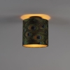Plafondlamp met velours kap pauw met goud 20 cm - combi zwart