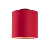 Plafondlamp met velours kap rood met goud 25 cm - Combi zwart