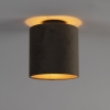 Plafondlamp met velours kap taupe met goud 20 cm - combi zwart