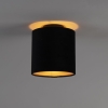 Plafondlamp met velours kap zwart met goud 20 cm - combi zwart