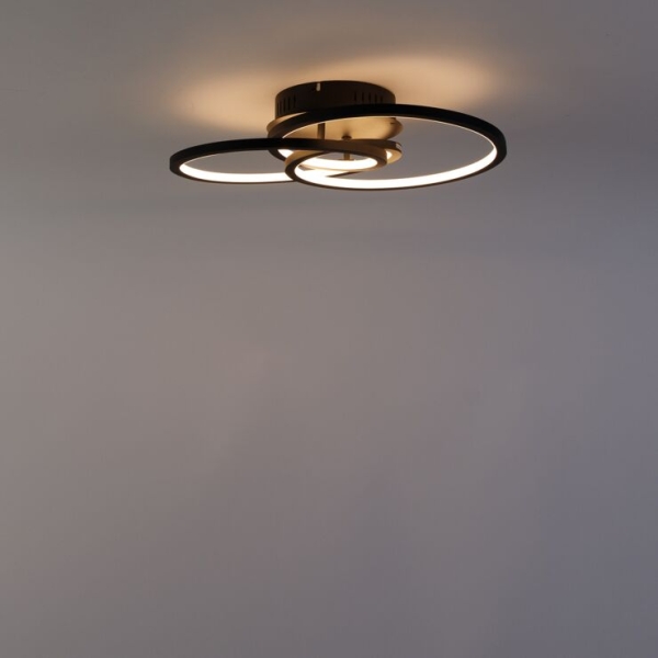 Plafondlamp zwart 45 cm incl. Led 3 staps dimbaar - rowin