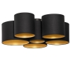 Plafondlamp zwart met gouden binnenkant 6-lichts - multidrum