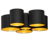 Plafondlamp zwart met gouden binnenkant 6-lichts - Multidrum