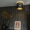 Plafondlamp zwart velours kap bloemen dessin 25 cm - Combi