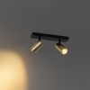 Plafondspot zwart met goud verstelbaar 2-lichts - jeana luxe