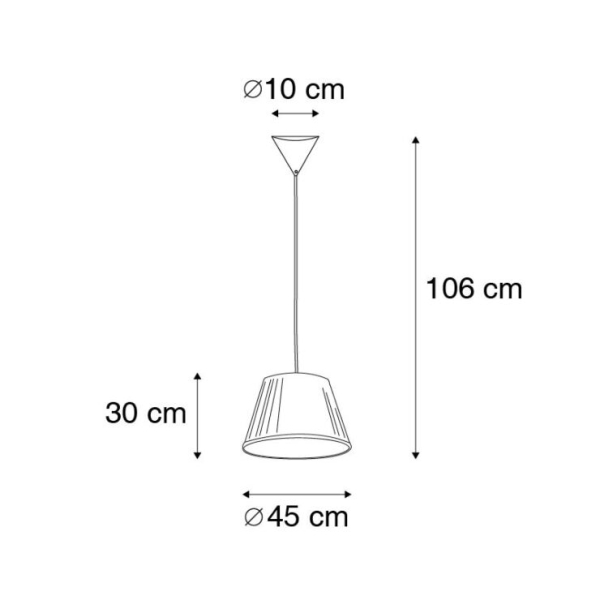 Retro hanglamp crème 45 cm - plisse