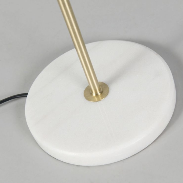 Retro tafellamp messing met plisse kap crème 35 cm - kaso