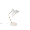 Retro tafellamp wit met brons - milou