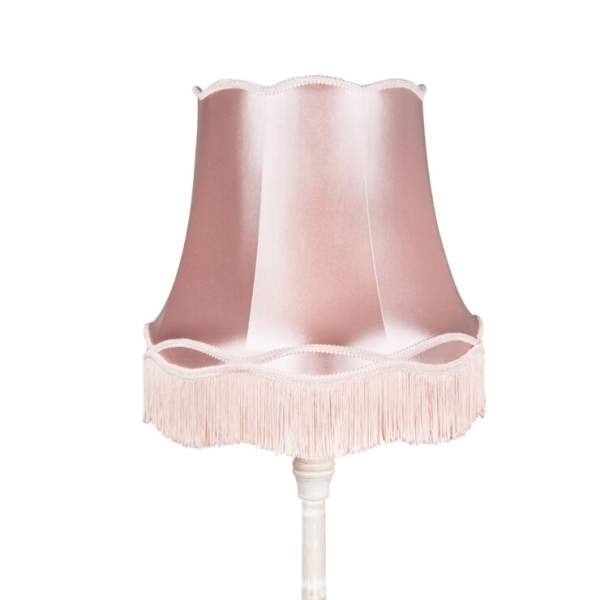 Retro vloerlamp grijs met roze granny kap - classico