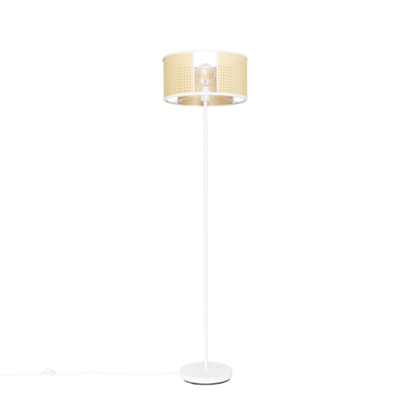 Oosterse vloerlamp wit met rotan 40 cm - akira