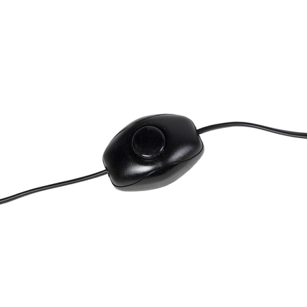 Retro vloerlamp zwart granny kap zwart met grijs 45 cm - simplo