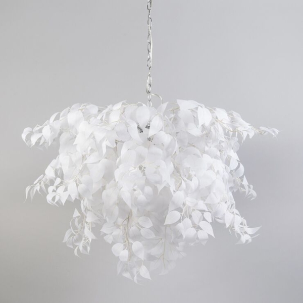Romantische hanglamp wit met blaadjes - feder