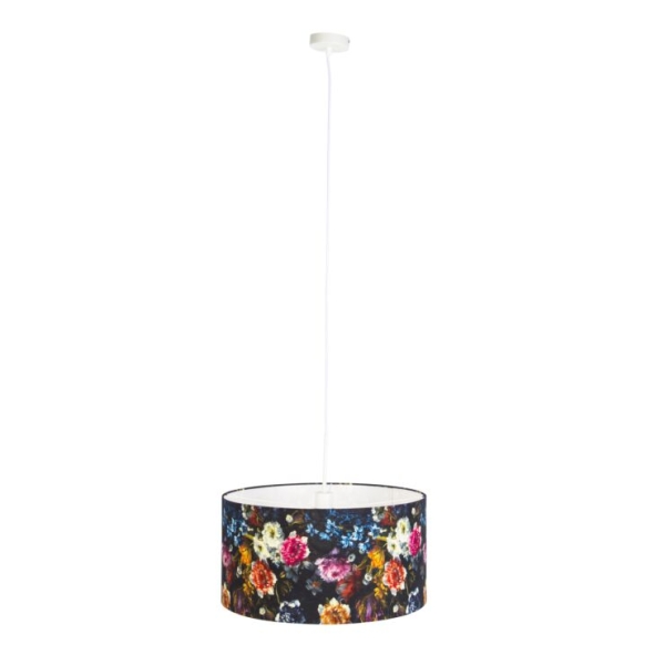 Romantische hanglamp wit met bloemen kap 50 cm - combi 1