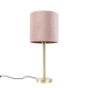 Romantische tafellamp messing met roze kap 25 cm - simplo