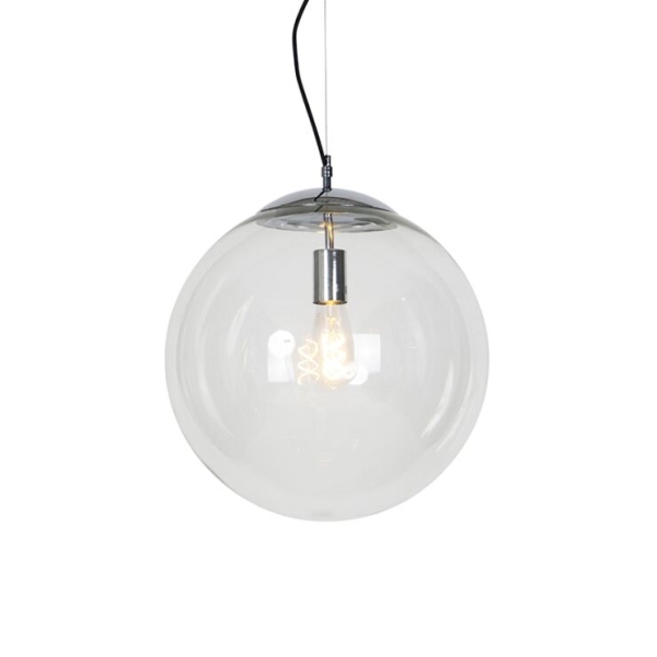 Scandinavische hanglamp chroom met helder glas - ball 40