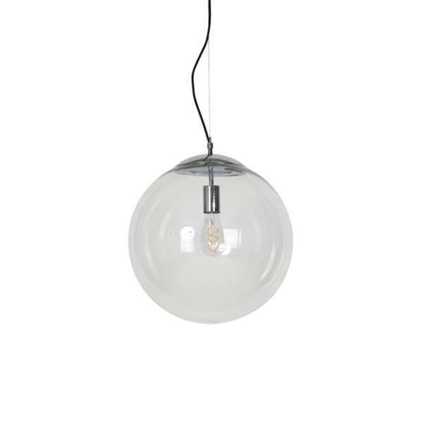 Scandinavische hanglamp chroom met helder glas ball 40 14