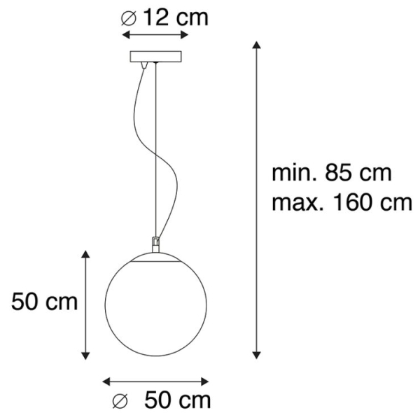 Scandinavische hanglamp opaal glas 50 cm - ball 50