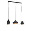 Scandinavische hanglamp zwart met goud 3-lichts - Depeche