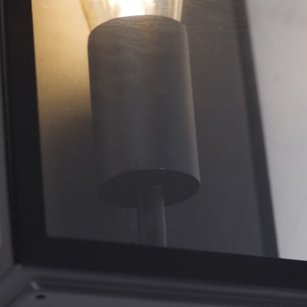 Set van 2 buiten wandlampen zwart ip44 met glas - rotterdam