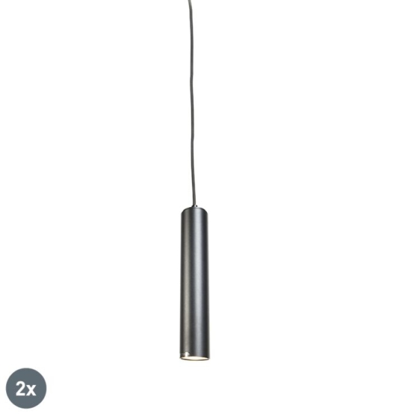 Set van 2 design hanglampen zwart - tuba small