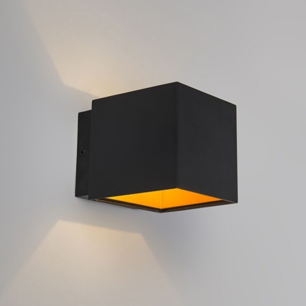 Set van 2 design wandlampen zwart/goud incl. Led - caja