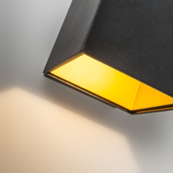 Set van 2 design wandlampen zwart/goud incl. Led - caja