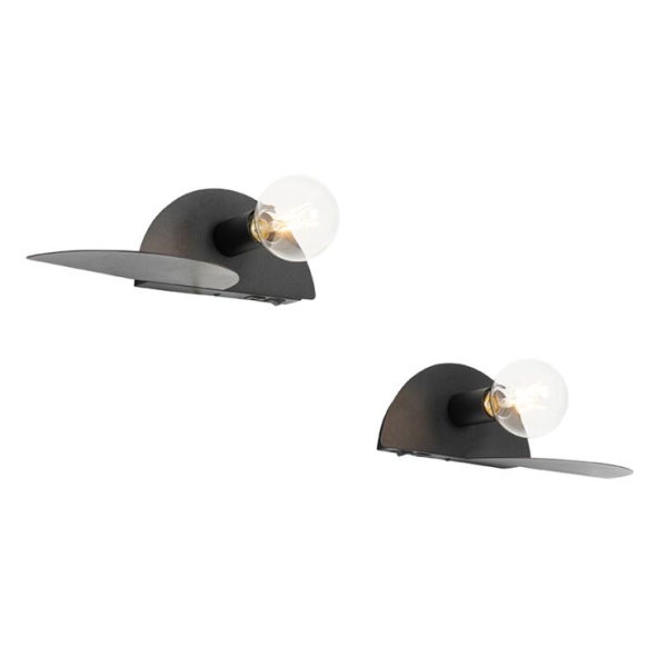 Set van 2 moderne wandlampen zwart met usb - valerie