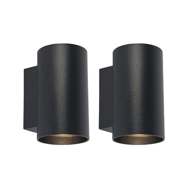 Set van 2 moderne wandlampen zwart rond 2-lichts - sandy
