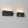 Set van 2 wandlamp zwart incl. LED met USB en inductielader - Riza