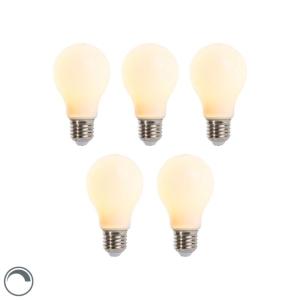 Set van 5 E27 dimbare LED lampen A60 mat 5W 380lm