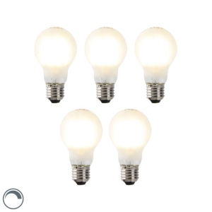 Set van 5 E27 dimbare LED lampen A60 mat 7W 806 lm 2700K