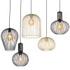 Set van 5 design hanglampen zwart en goud - wires