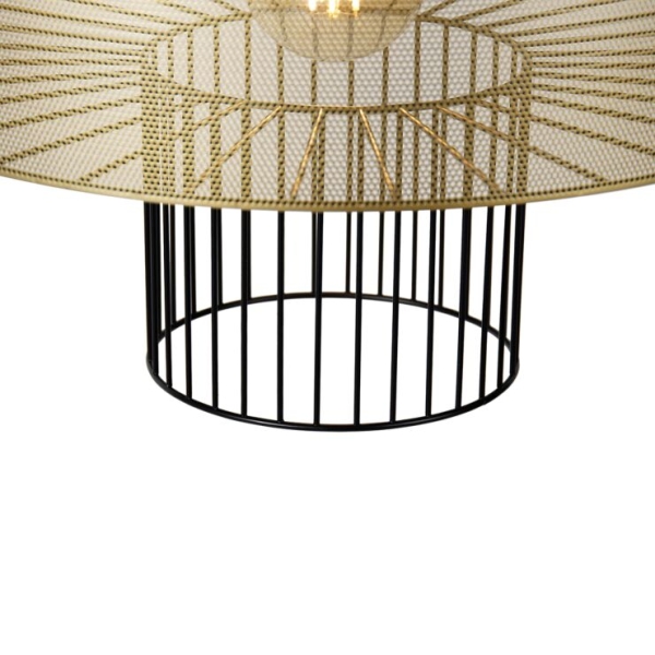 Smart hanglamp goud met zwart 50 cm incl. Wifi g95 - tess