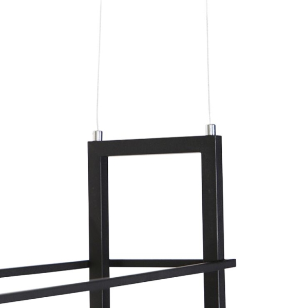 Smart hanglamp zwart met hout en rek 4-lichts incl. Wifi a60 - cage rack