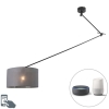 Smart hanglamp zwart met kap donkergrijs 35 cm incl. Wifi a60 - blitz